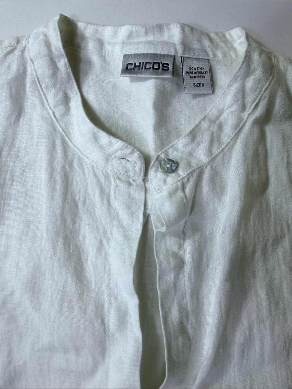 Chico's White 100% Linen Casual Button-Down Shirt Size 3 Women’s XL 16 - Picture 6 of 11